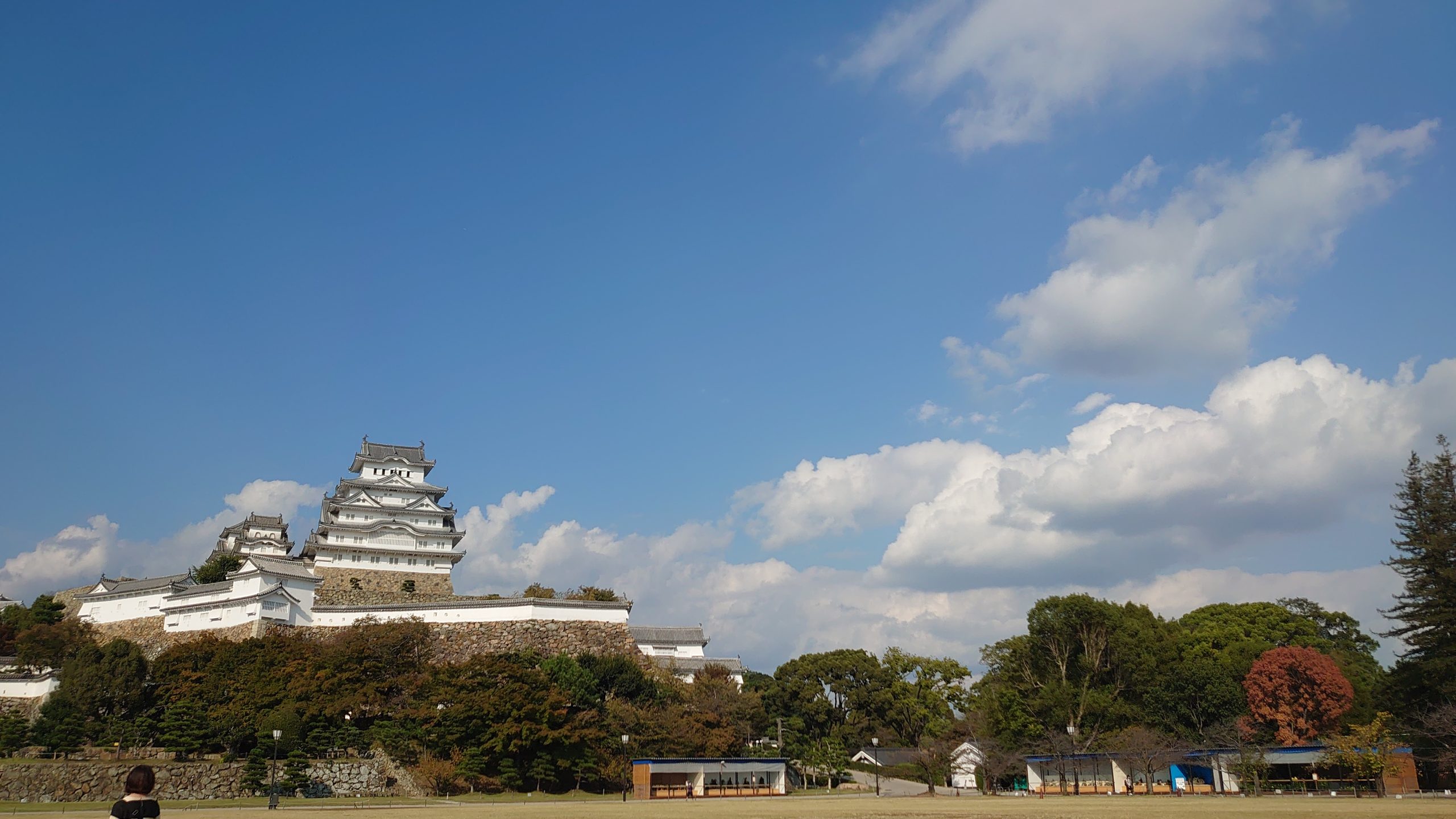 A view of Himeji castle and blue sky